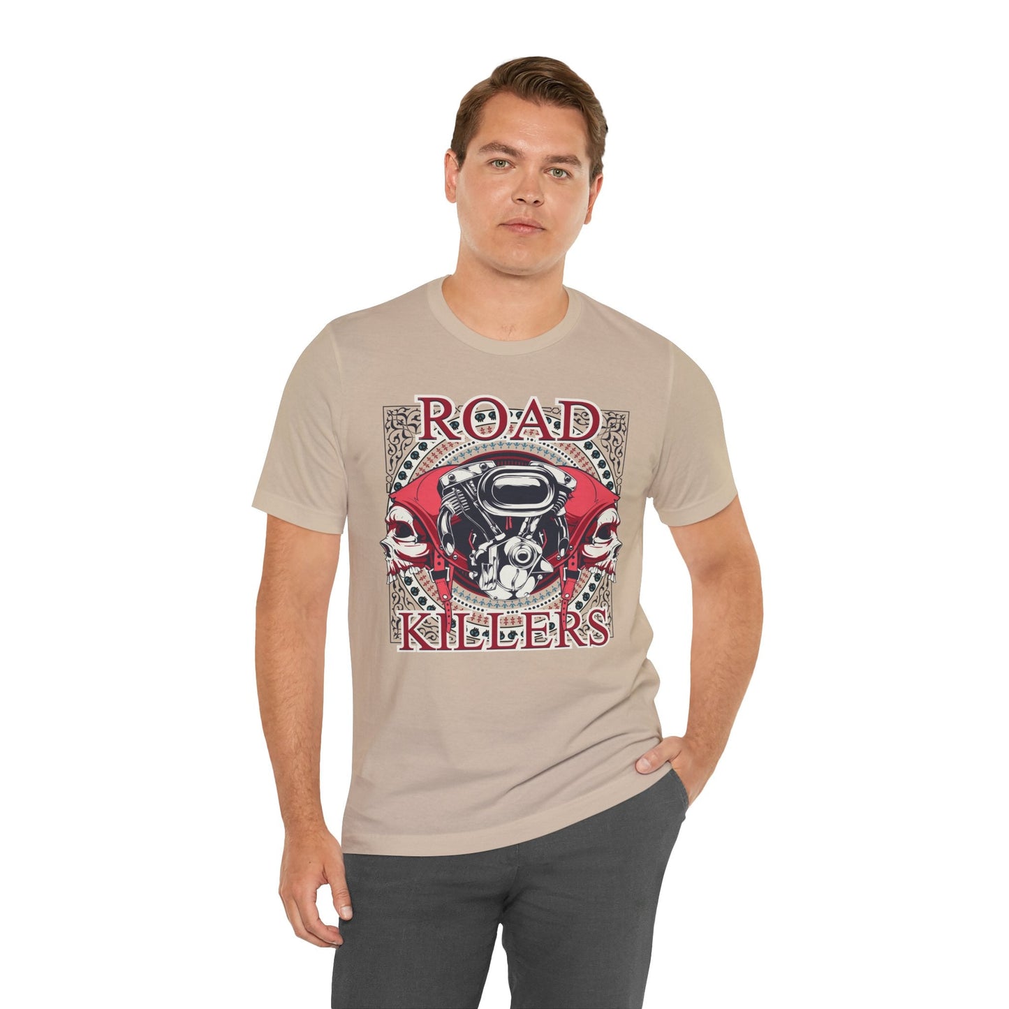 Dark Road Motorcycle Helmet Skull Tee Biker graphic t-shirt G-1