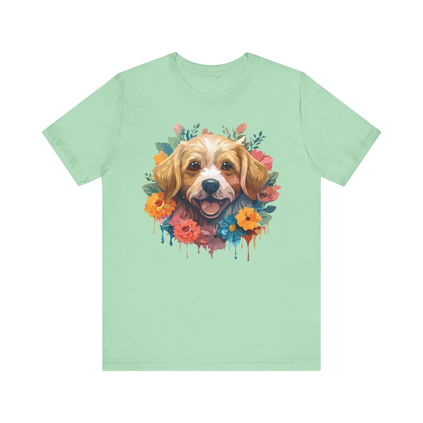 Floral Dog Tee, Animal Shirt, Dog Shirt, Floral Tee, Flower T-shirt, T-Shirt with Animal, Summer Top with Art Design