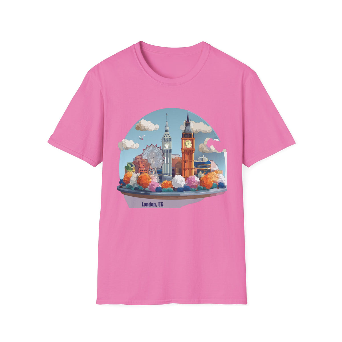 London Skyline illustration T-Shirt | Big Ben, London Eye, cityscape