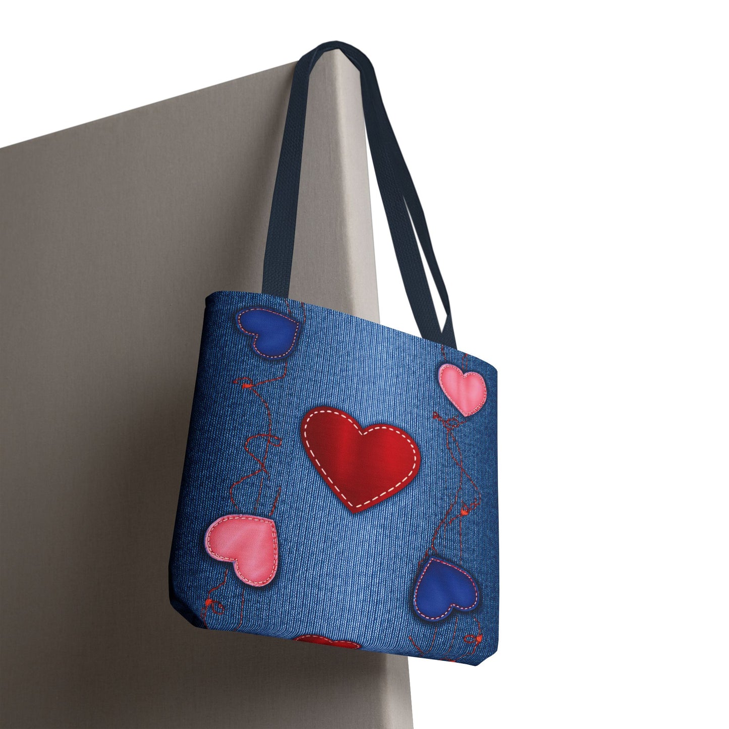 Love Day Graphic Design Denim Fabric Imitation Print Unisex Canvas Bag POLY 3 Sizes Tote Bag 201-23