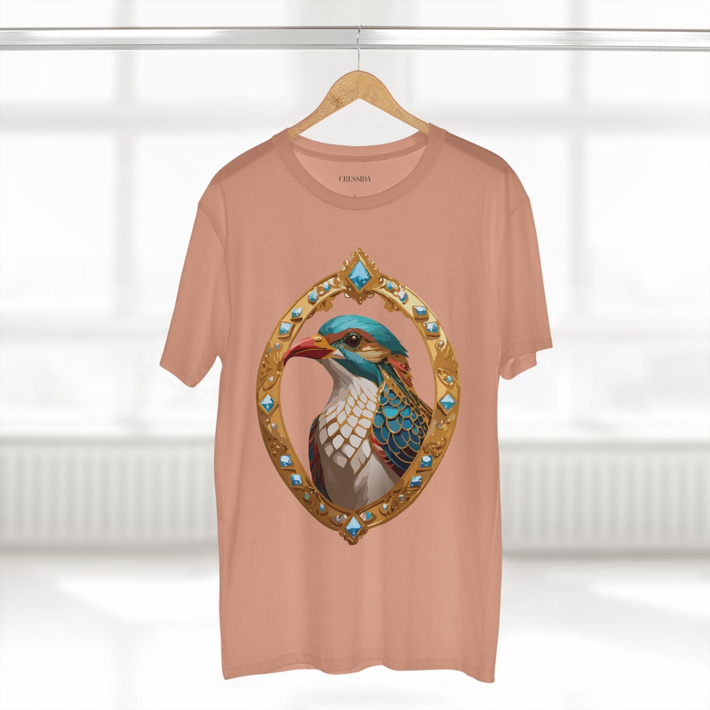 Bird Graphic Unisex 100 Cotton Tee With Unique Animal Golden Medallion Art Design 22