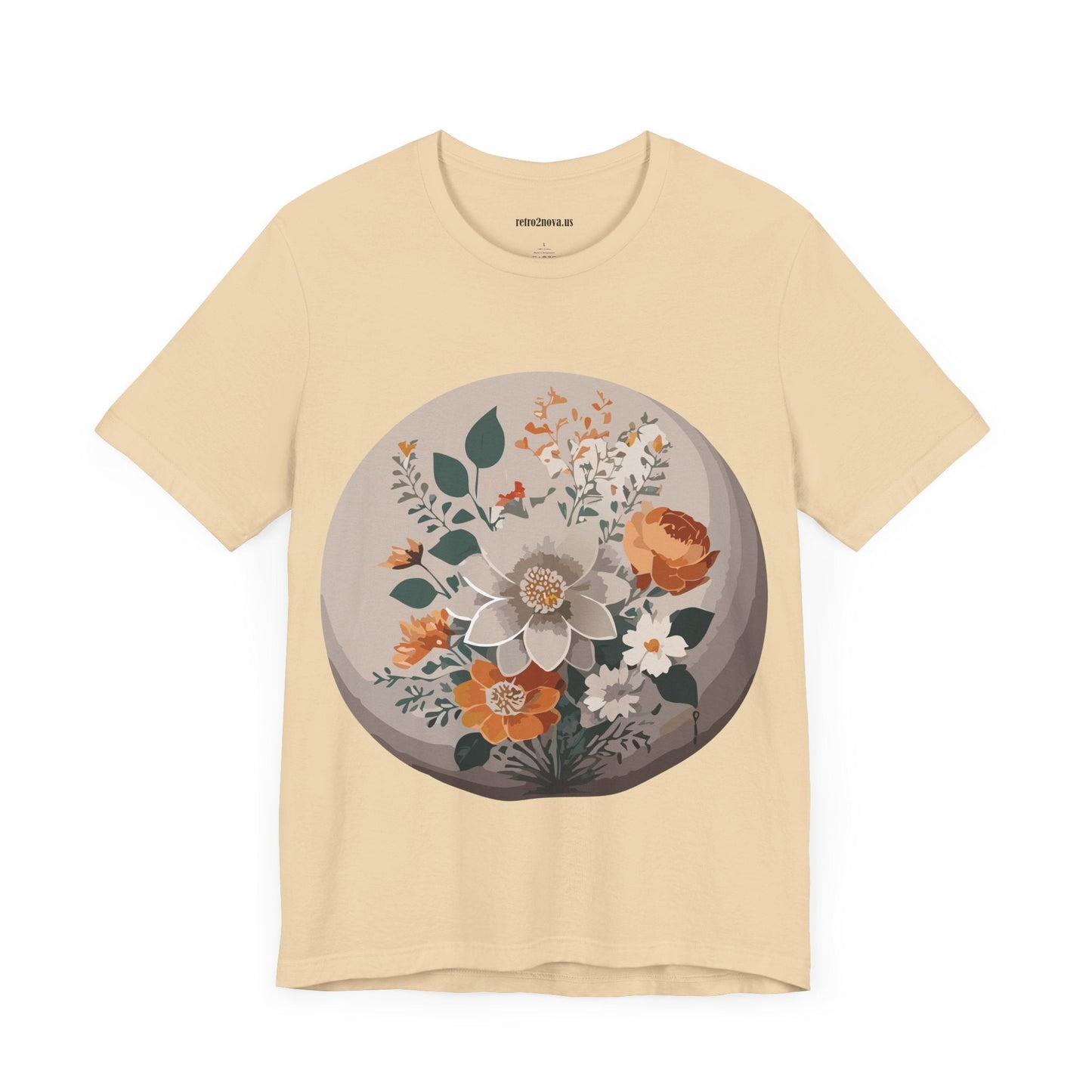 Retro2Nova Floral Shirt Unisex Short Sleeve Tee Lightweight Breathable Cotton Blend Jersey