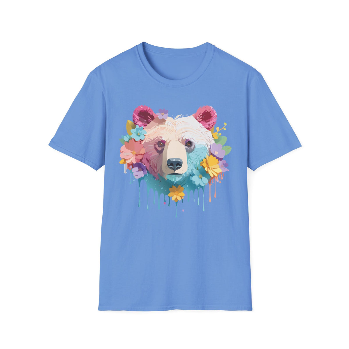 Colorful Floral Bear T-Shirt | Watercolor Drip Bear Tee