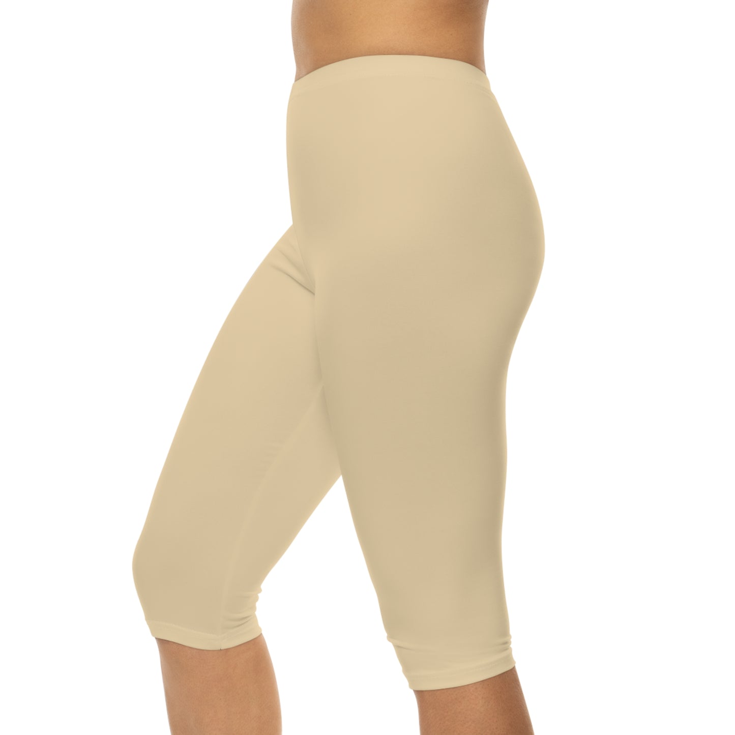 Wheat Color Women's Brushed Suede Poly Span Casual Capri Leggings XS-2XL