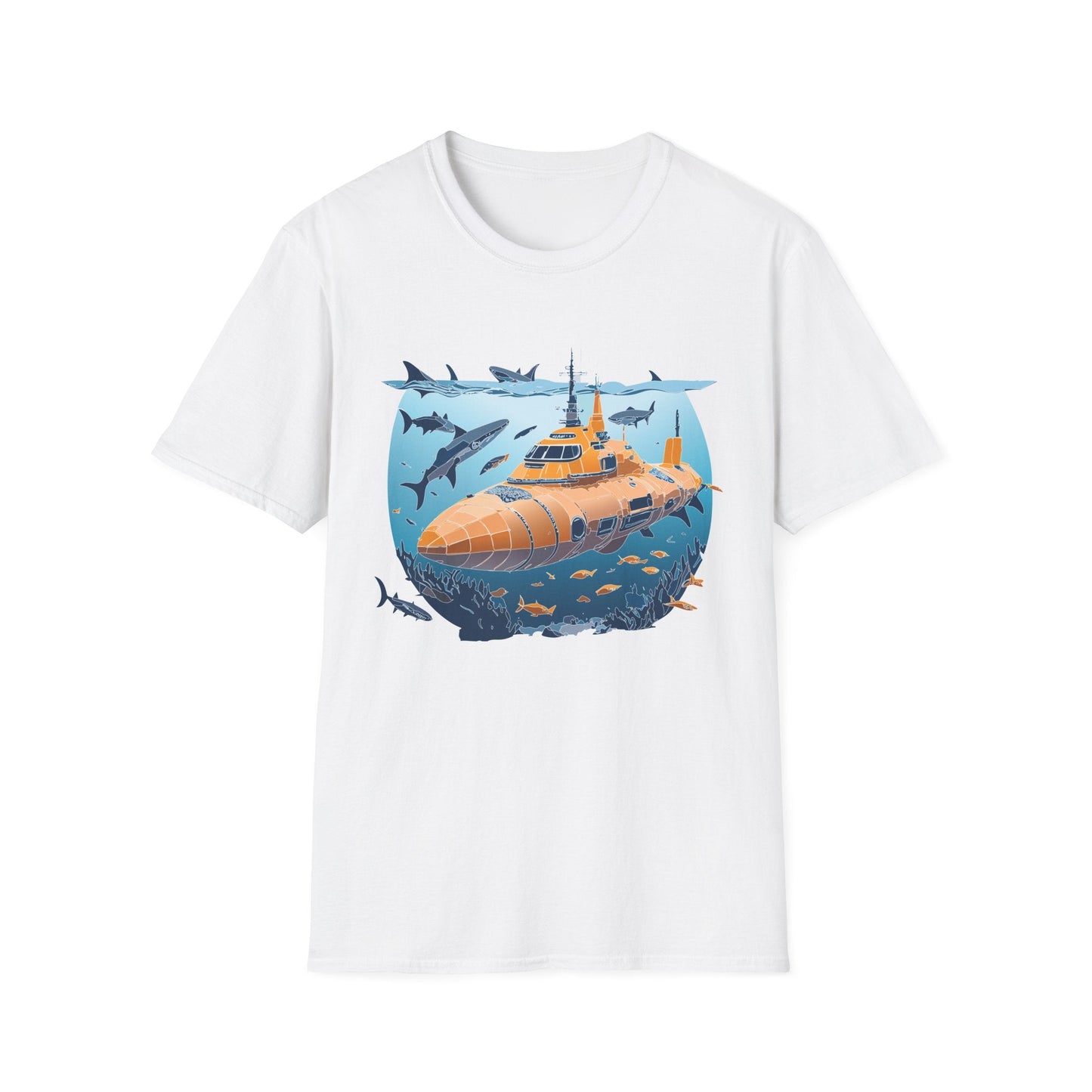 Ocean Graphic Tee Shirt Unisex Softstyle 64000 Gildan Lightweight Breathable Ocean Design U Boat