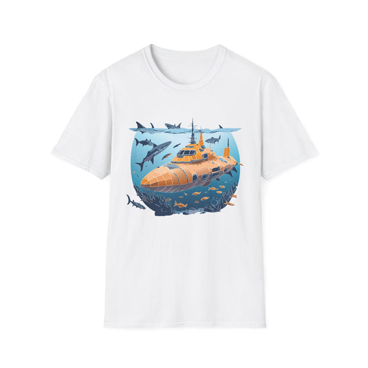 Ocean Graphic Tee Shirt Unisex Softstyle 64000 Gildan Lightweight Breathable Ocean Design U Boat