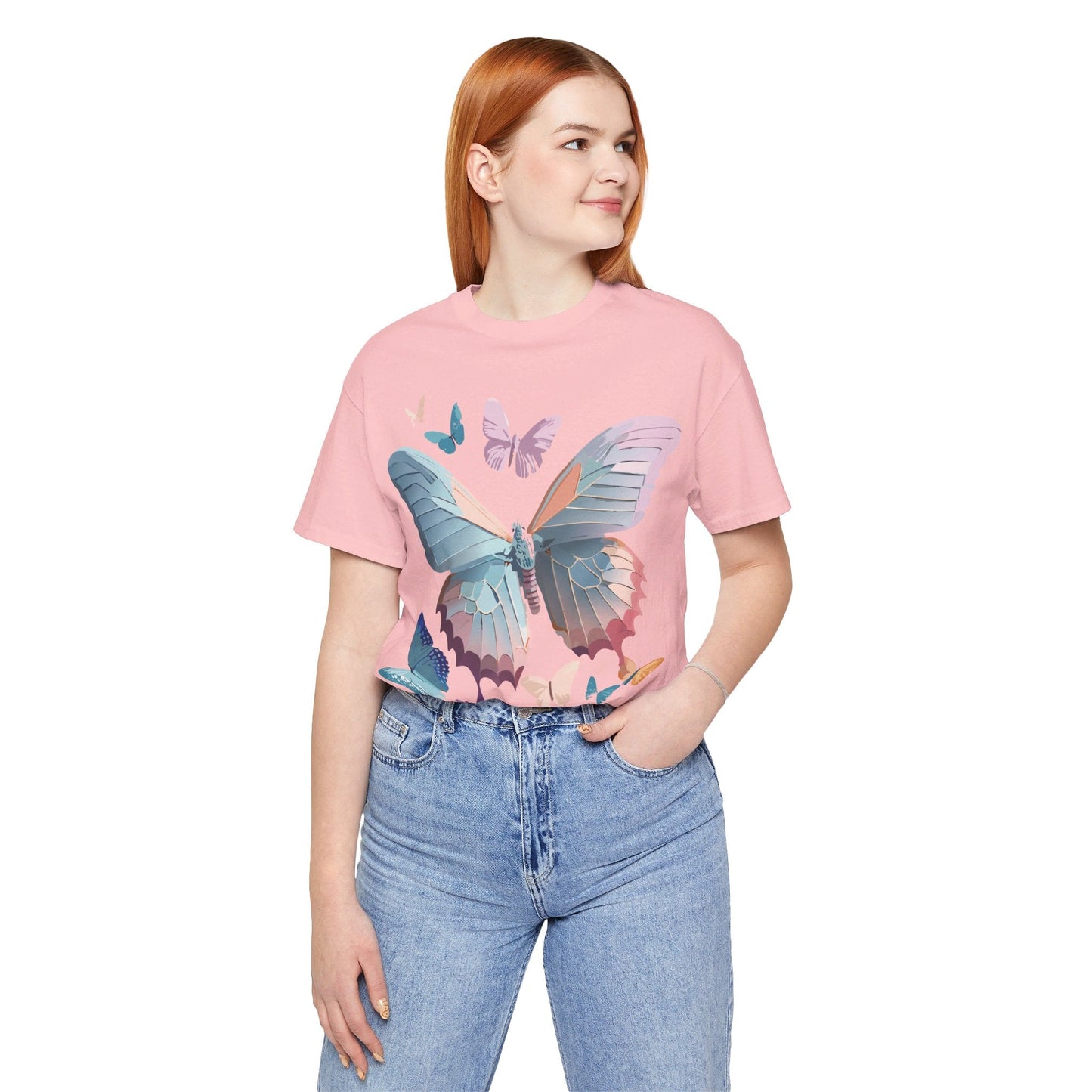 Butterfly Graphic Short Sleeve Tee Unisex Vintage Art Shirt By Adelpha
