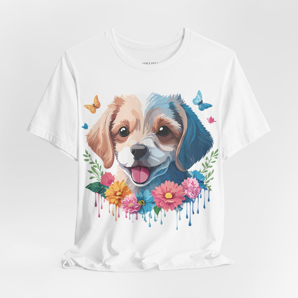 Dog Graphic Unisex Cotton Bella+Canvas Tee with Art Animal Design e118
