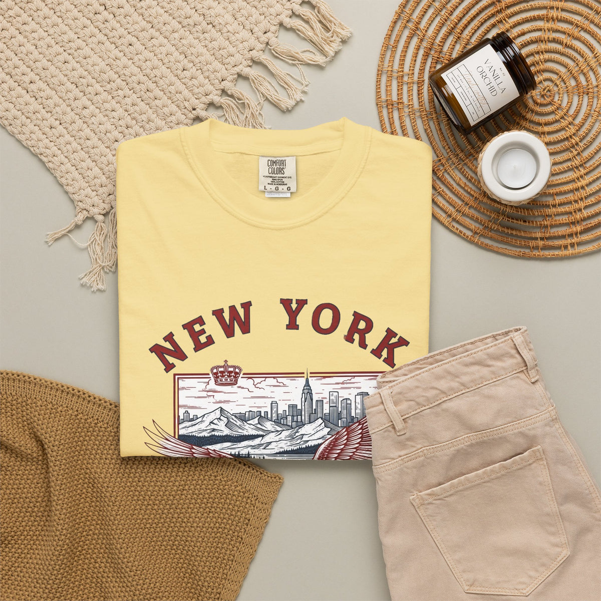 New York Empire State Vintage Travel Tourist Graphic Gift Tee Unisex 100 Cotton Comfort Colors T-Shirt