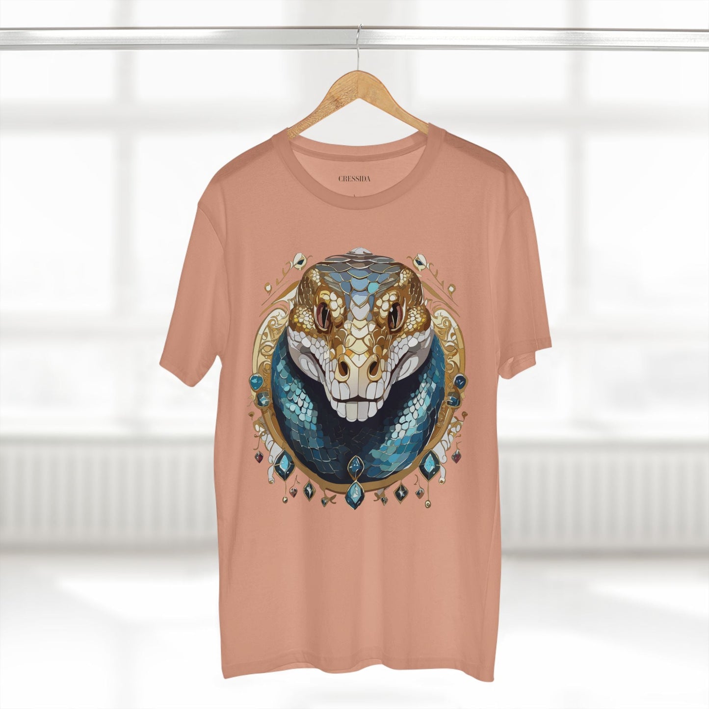 Snake Graphic Unisex 100 Cotton Tee With Unique Animal Golden Medallion Art Design 43