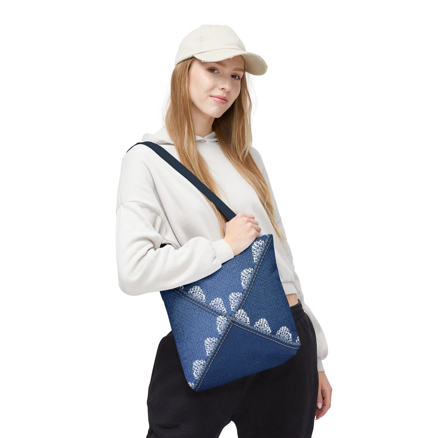 Denim Fabric Imitation Print Unisex Canvas Bag Poly Spun 3 Sizes Tote Bag 110