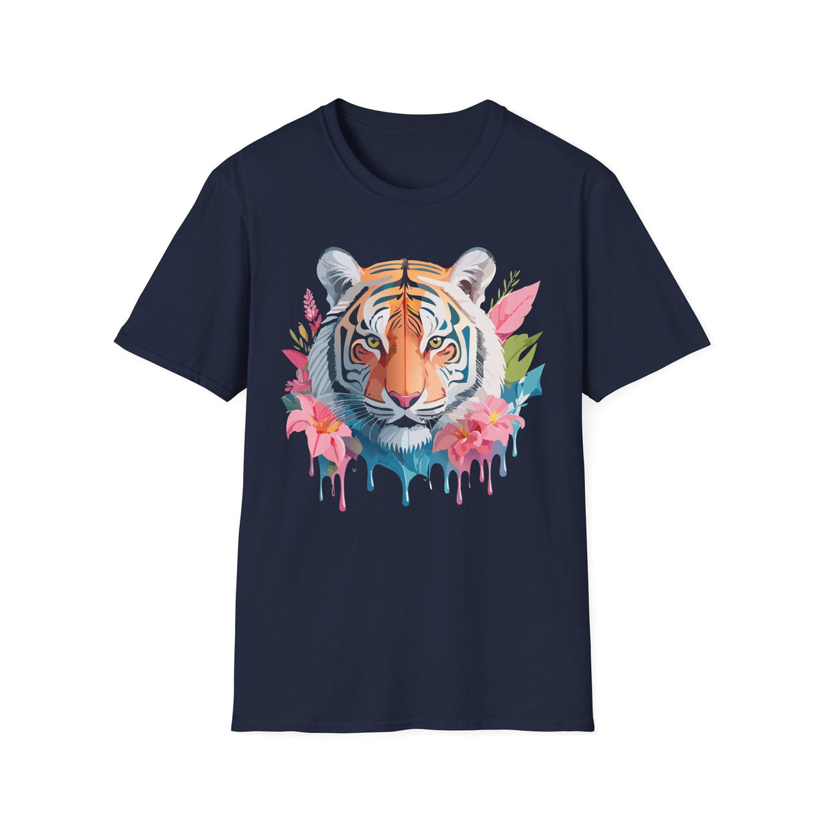Watercolor Tiger Face T-Shirt | Floral Jungle Animal Tee