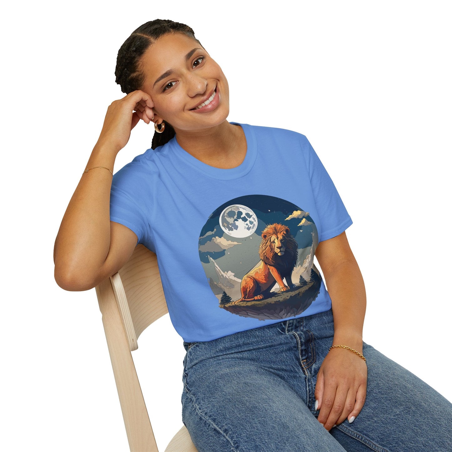 Lion Shirt Unisex Animal Tee Softstyle 64000 100 Percent Ring-Spun Cotton