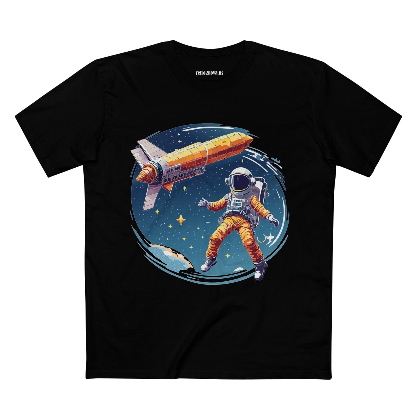 Cosmos Astronaut Shirt Unisex Premium Cotton Tee With Original Art Print By Retro2Nova
