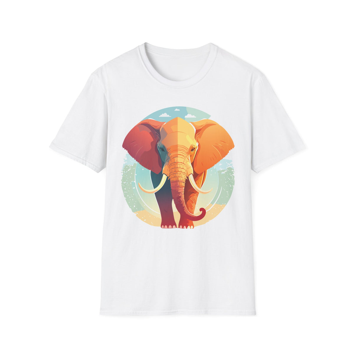 Colorful Elephant Illustration T-Shirt | Vibrant Safari Animal Tee