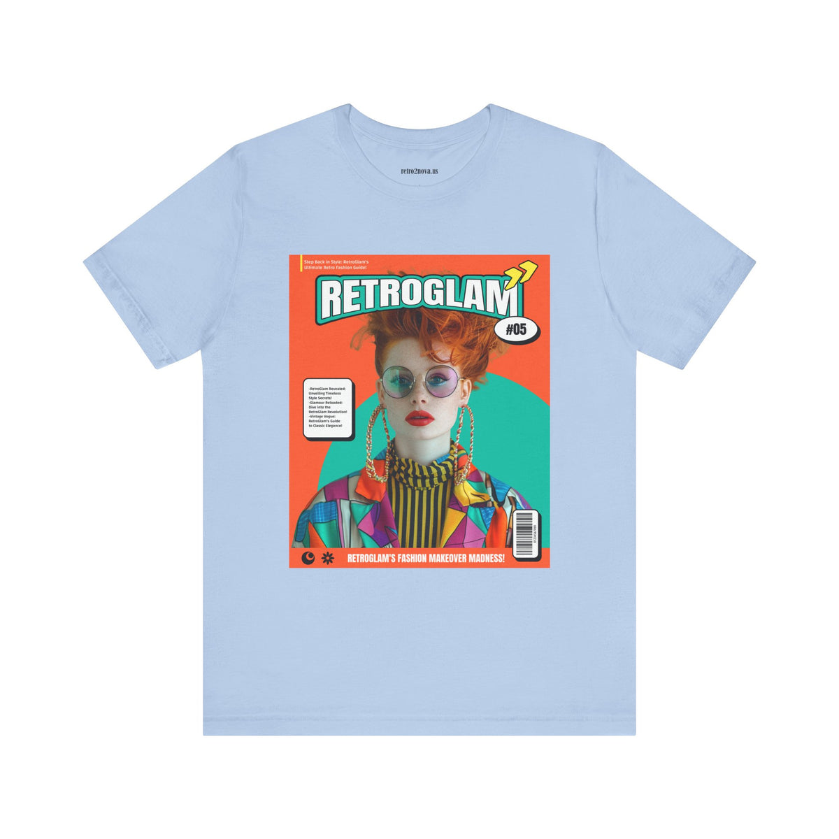 Magazine Cover Graphic Unisex Cotton Bella+Canvas Tee with Retro Poster ab30