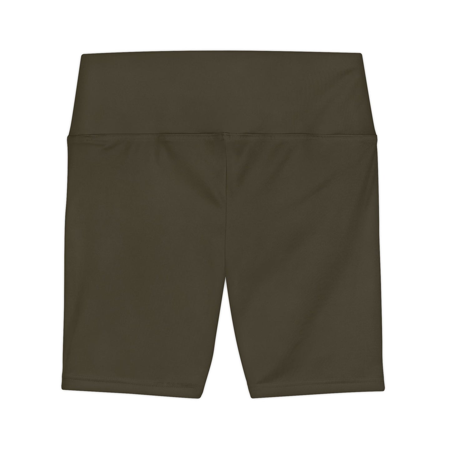 Dark Khaki High-Waist Women's Workout Shorts — Olive Biker Fitness Shorts