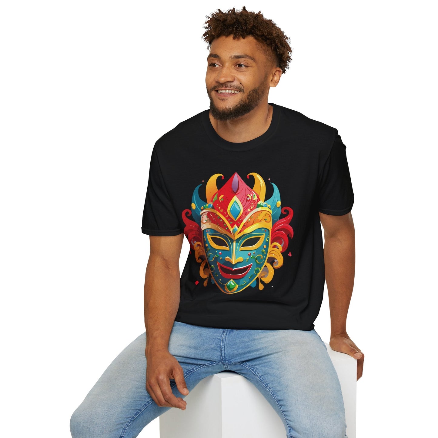 Unisex Mask Tee Shirt Gildan Softstyle 64000 Ring Spun Cotton Breathable Masquerade Design