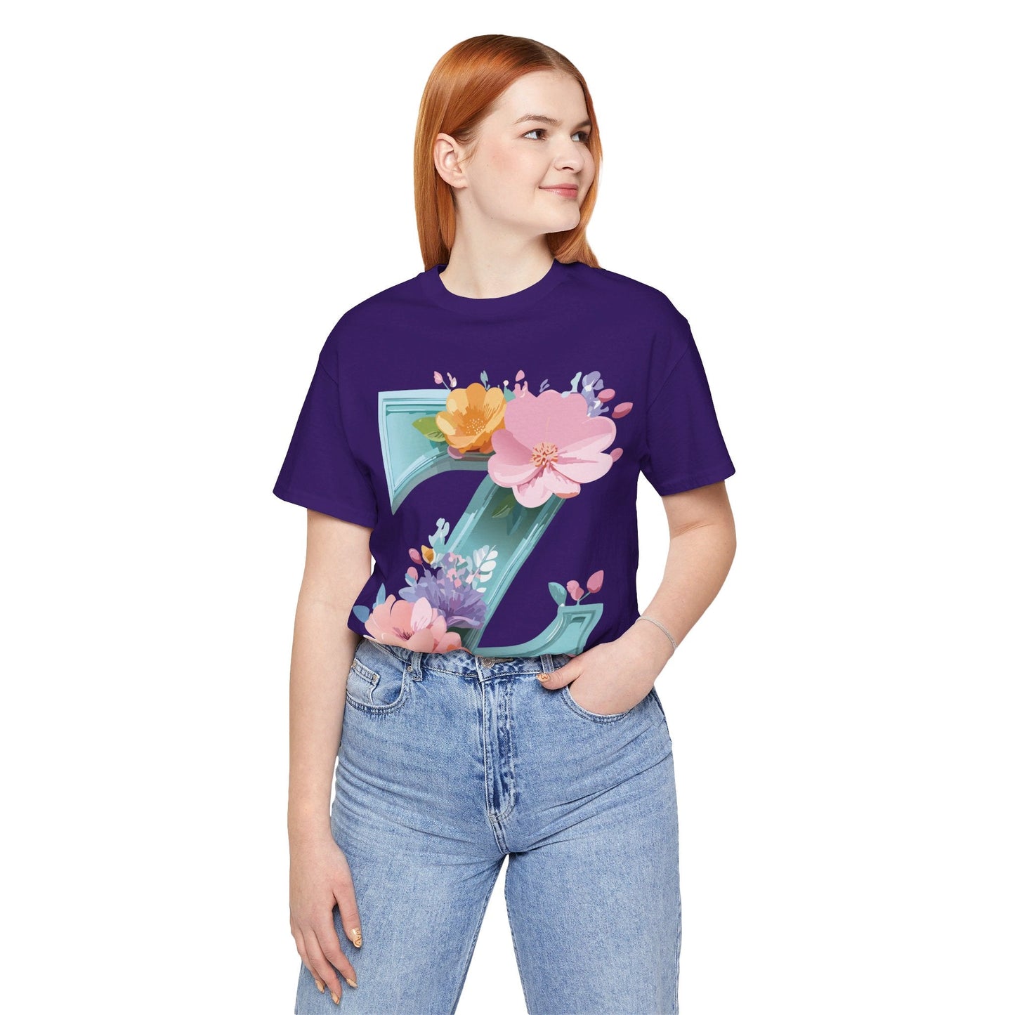 Letter Z Shirt Graphic Tee Unisex Jersey Short Sleeve By Adelpha Vintage Inspired Artwork