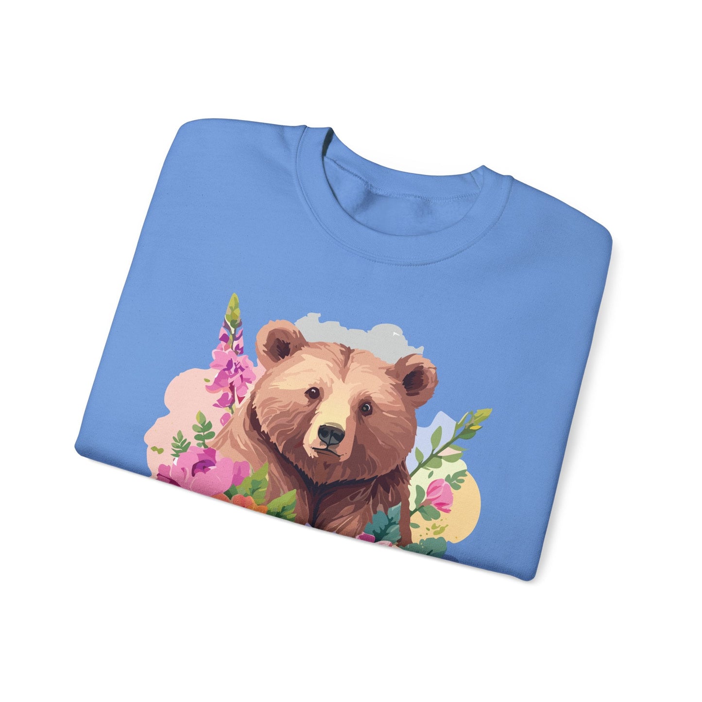 Unisex Floral Bear Sweatshirt With Art Design Animals Print Graphic