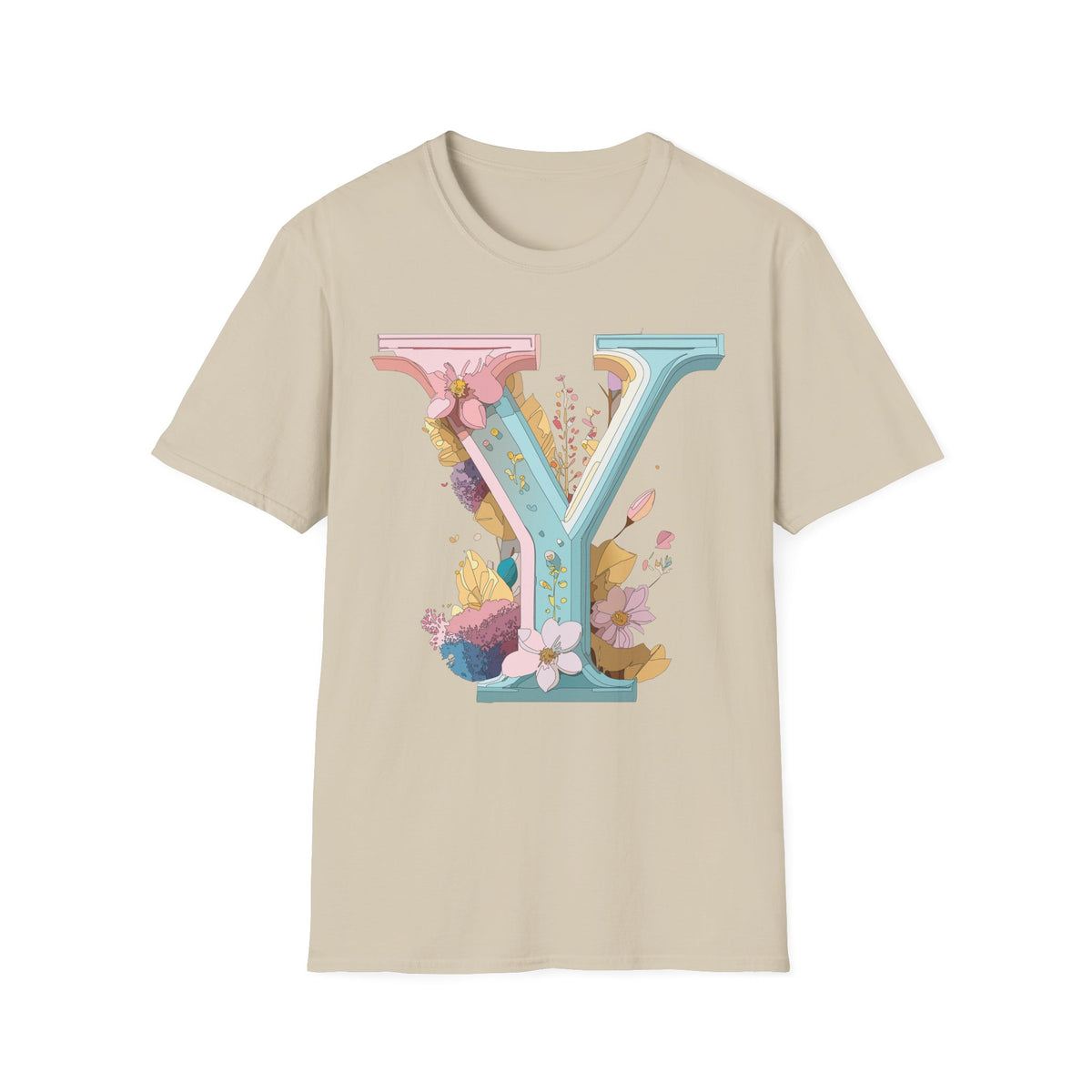 Floral Letter V T-Shirt | Pastel Monogram Tee