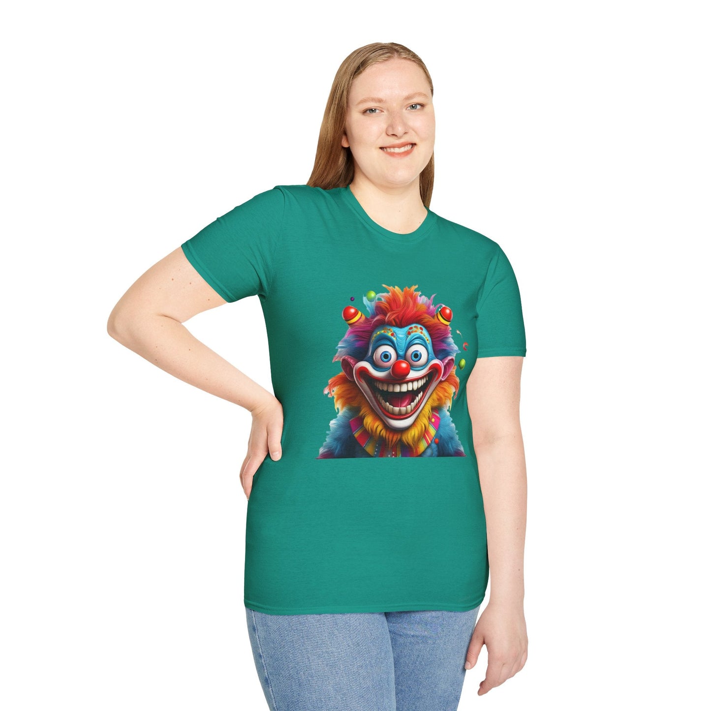 Clown Themed Unisex T Shirt Funny Man Circus Scary Man Tee Gildan Softstyle 64000 Cotton