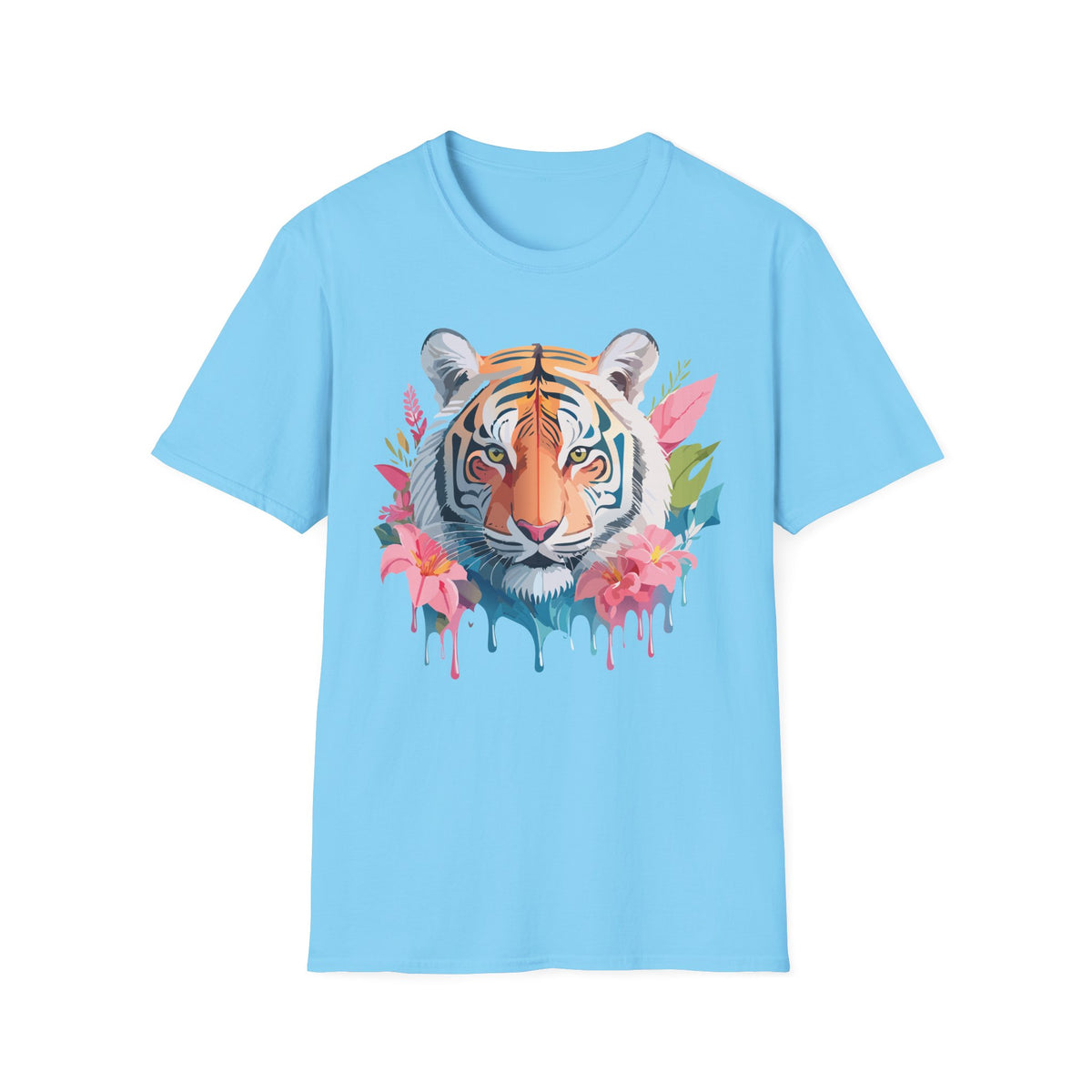 Watercolor Tiger Face T-Shirt | Floral Jungle Animal Tee