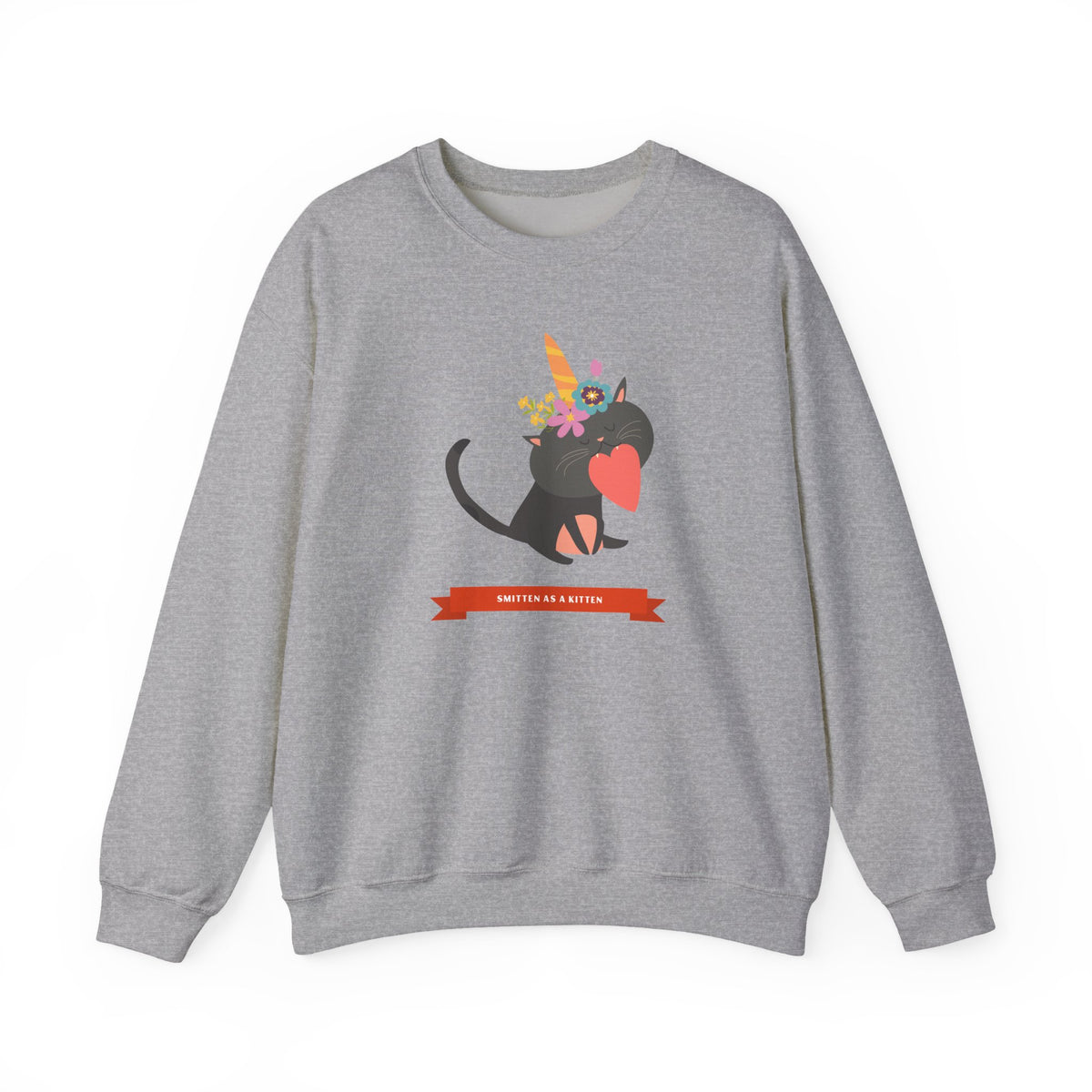 Cat Graphic Valentine's Day Sweatshirt Unisex 50/50 Cotton-Poly Animal Sweatshirt w06