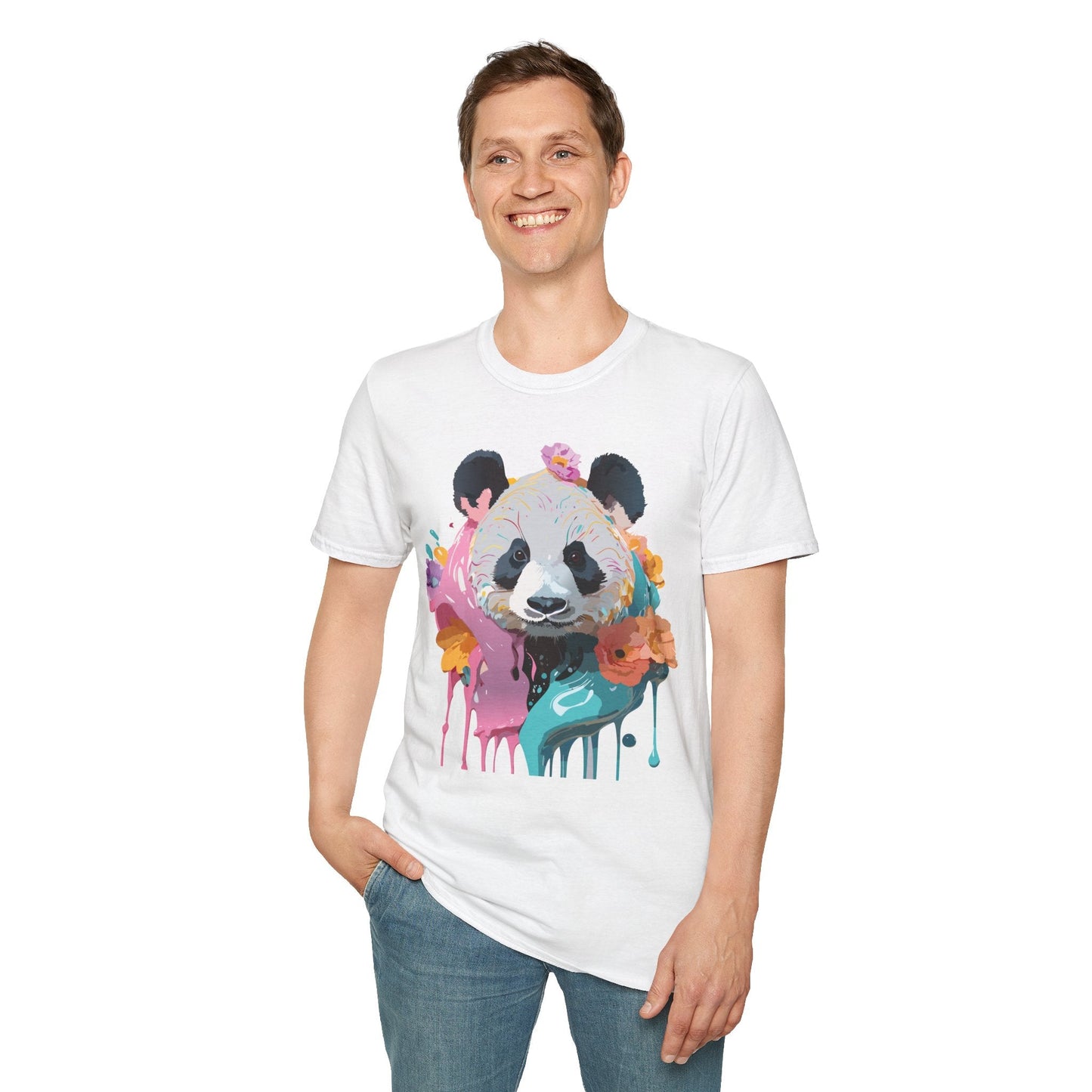 Gildan Softstyle Panda Shirt Unisex T Shirt With Panda Animal Design 100 Percent Cotton Tee