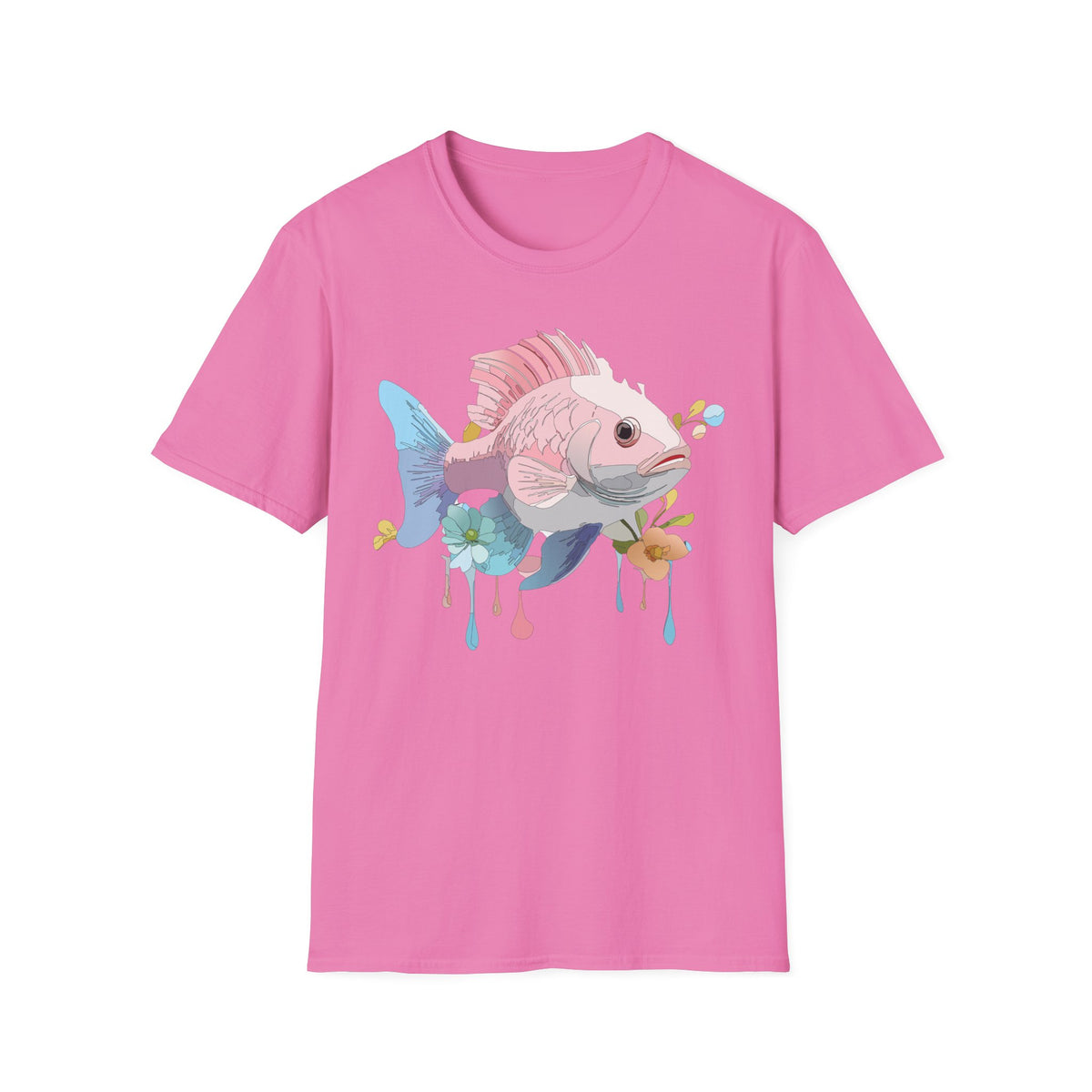 Pastel Fish Illustration T-Shirt | Pink Blue Tropical Fish Art