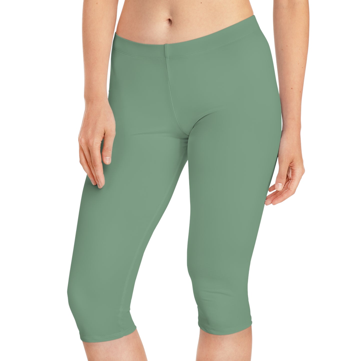 Green Color Capri Leggings, Green Capri Leggings 4