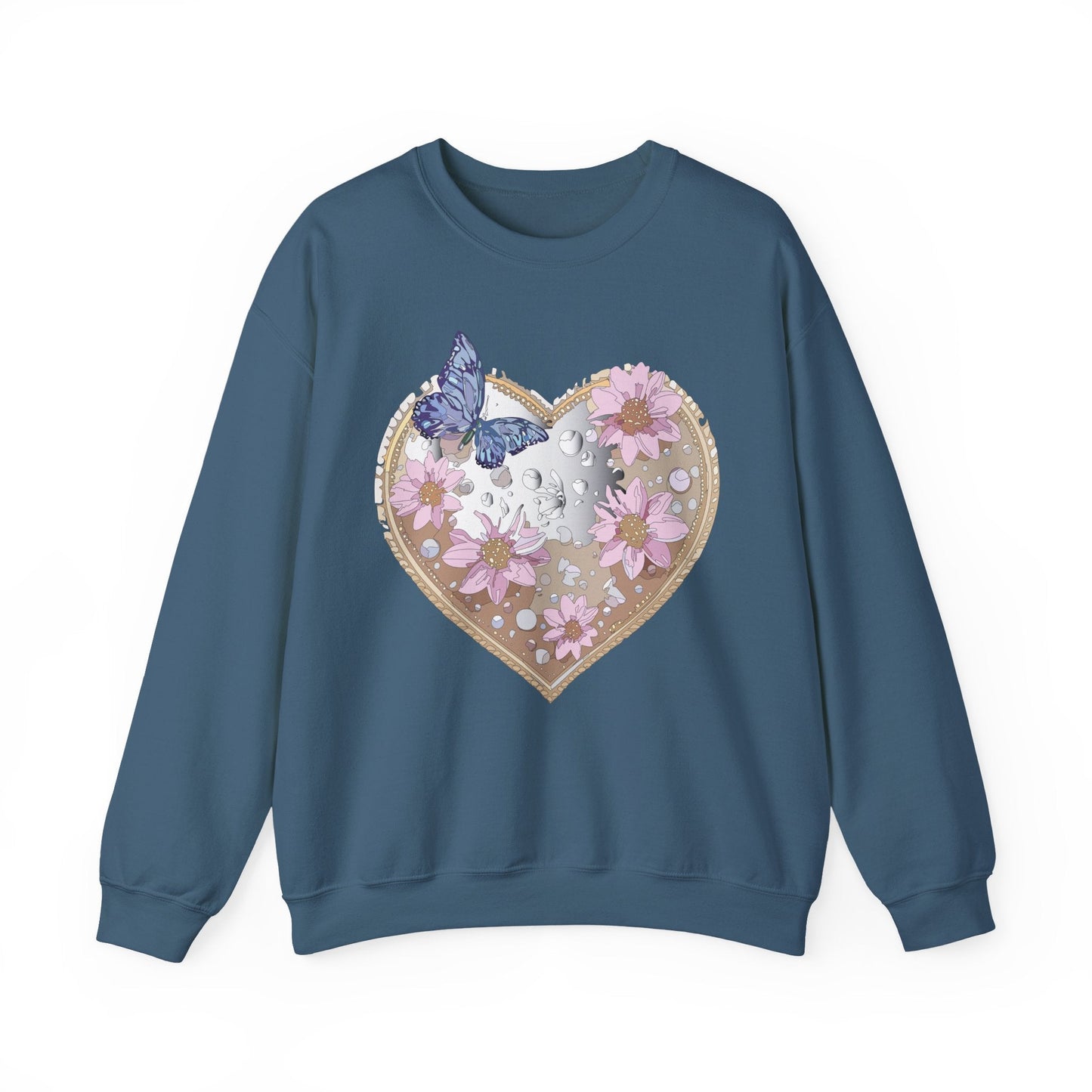 Floral Heart Love Sweatshirt For Valentines Day Unisex Heavy Blend Crewneck Sweatshirt