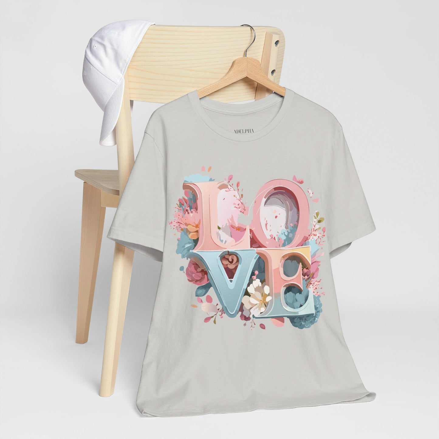 Valentine Day Graphic Unisex 100 Cotton Vintage Artwork with Love and Flower Design Tee 47