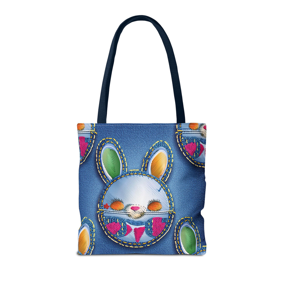 Denim Fabric Imitation Print Unisex Canvas Bag Poly Spun 3 Sizes Tote Bag 192-3