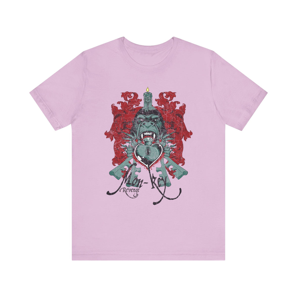 Gorilla Crest with Sword and Heart T-Shirt Heraldic Gothic Design Rock Band T-Shirt