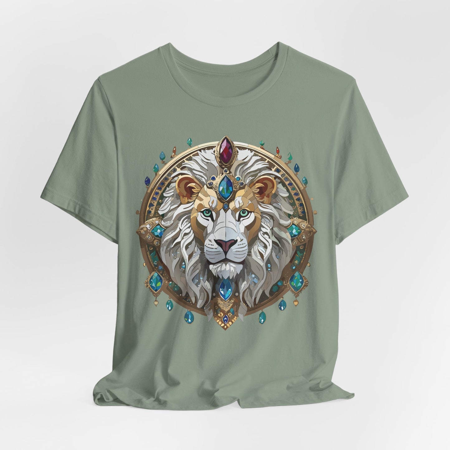 Unisex Lion Graphic Tee, Animal Shirt, Tee Shirt with Lion, Medallion T-Shirt, Animal Medallion Tees