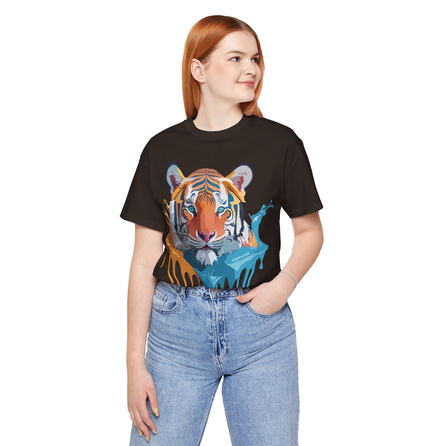Tiger Graphic Tee Unisex Short Sleeve Shirt Featuring Vintage Inspired Artwork By Adelpha