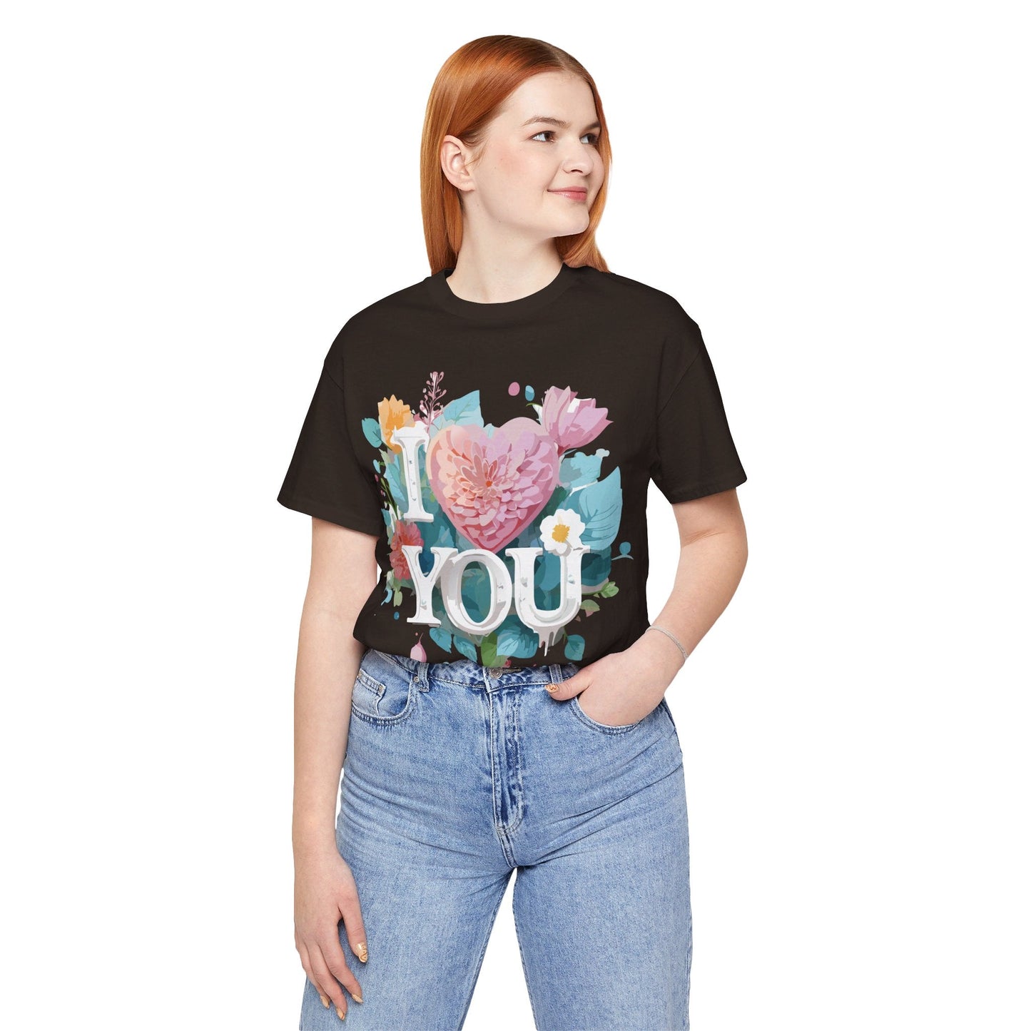 Valentine Day Graphic Unisex 100 Cotton Vintage Artwork with Love and Flower Design Tee 9