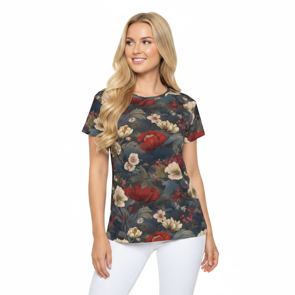Women Poly Shirt with Floral Print F347