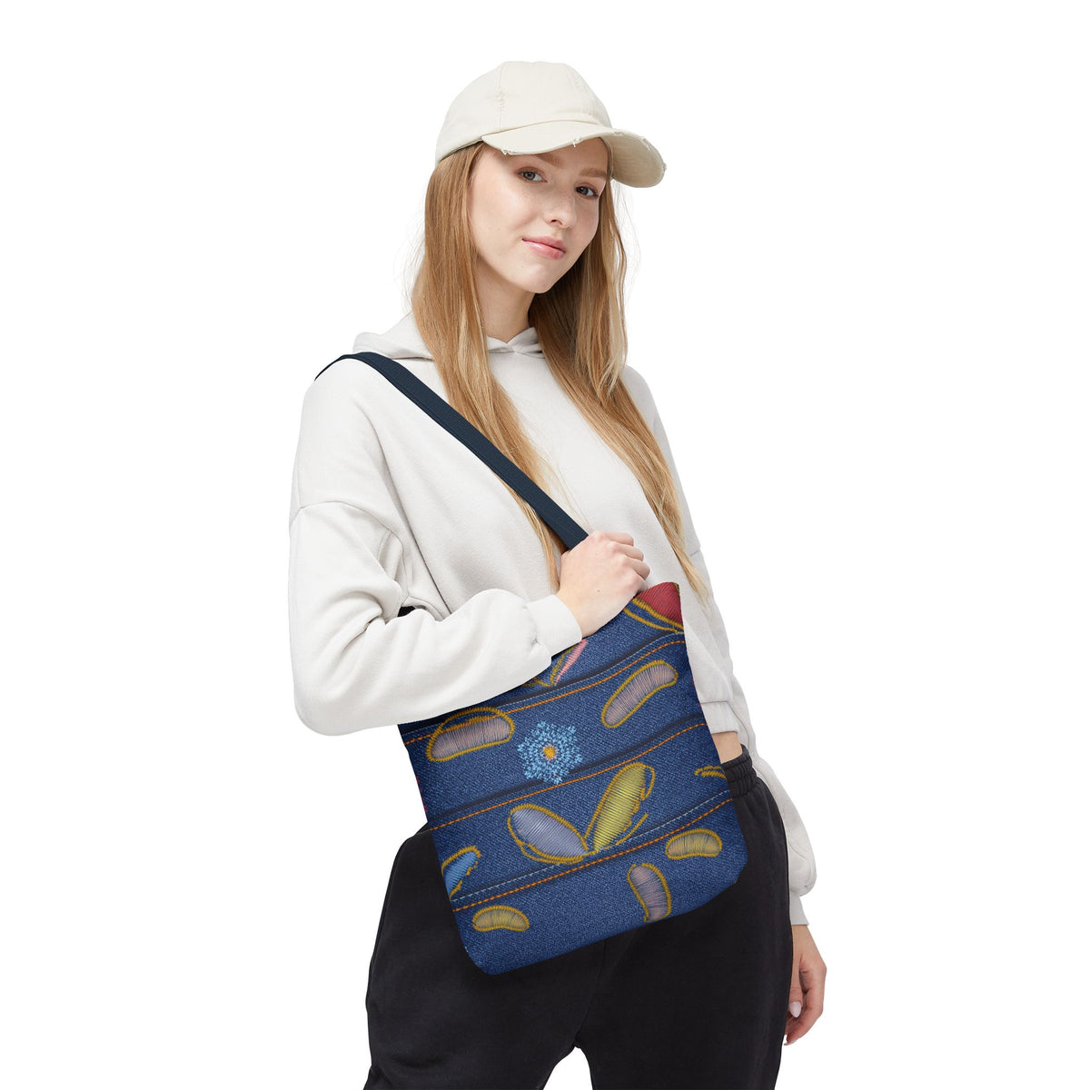 Denim Fabric Imitation Print Unisex Canvas Bag Poly Spun 3 Sizes Tote Bag 151