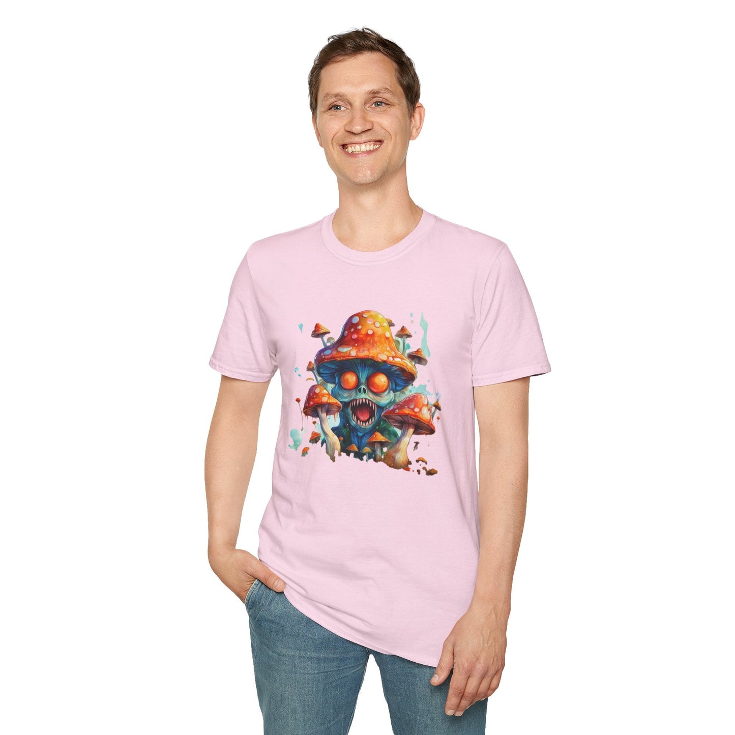 Funny Mashroom Graphic Unisex Softstyle Cotton With Cartoon Illustration Design 5