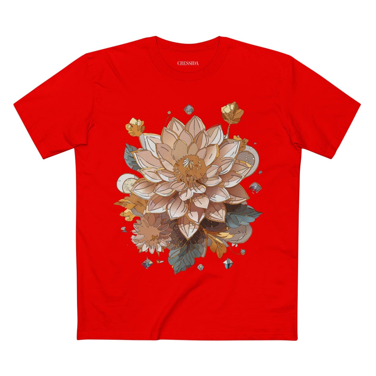 Floral Graphic T-Shirt Unisex 100 Cotton Art Design with Antique Flowers Tee 9