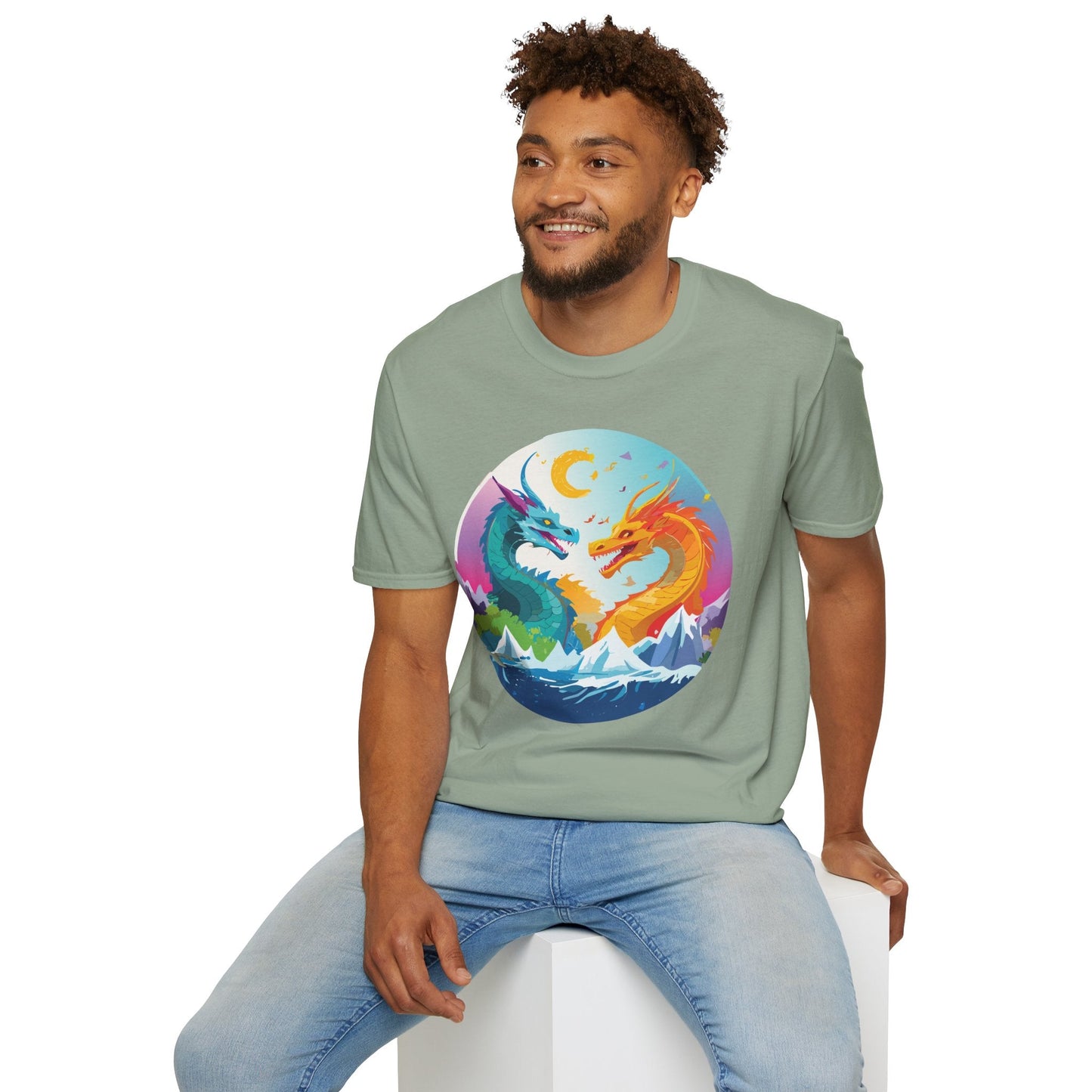 Dragon T Shirt Unisex Gildan Softstyle 64000 Tee Dragon Artwork Animal Print Shirt
