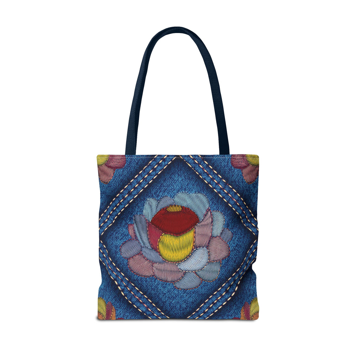 Denim Fabric Imitation Print Unisex Canvas Bag Poly Spun 3 Sizes Tote Bag 159-12