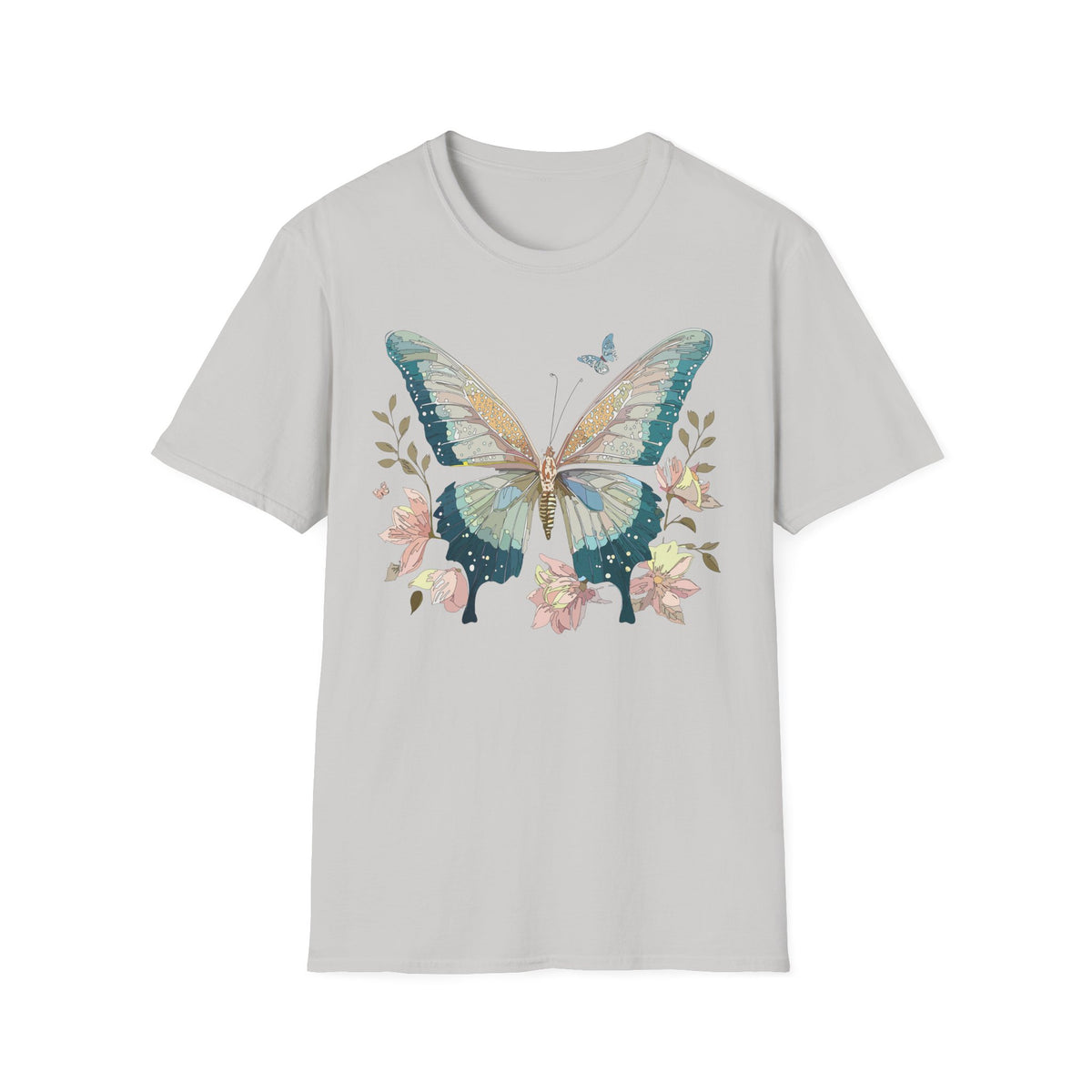 Vintage Blue Butterfly T-Shirt | Floral Wings Nature Graphic Tee Unisex 100 Cotton Gildan T-Shirt