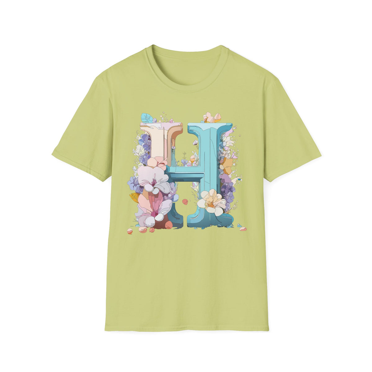 Floral H Monogram T-Shirt | Letter H Floral Initial Tee