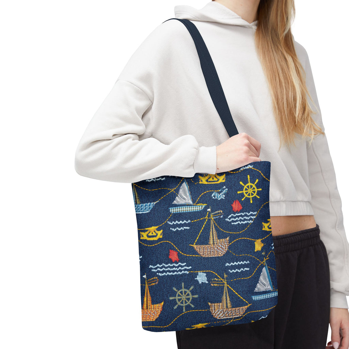 Denim Fabric Imitation Print Unisex Canvas Bag Poly Spun 3 Sizes Tote Bag 182-13
