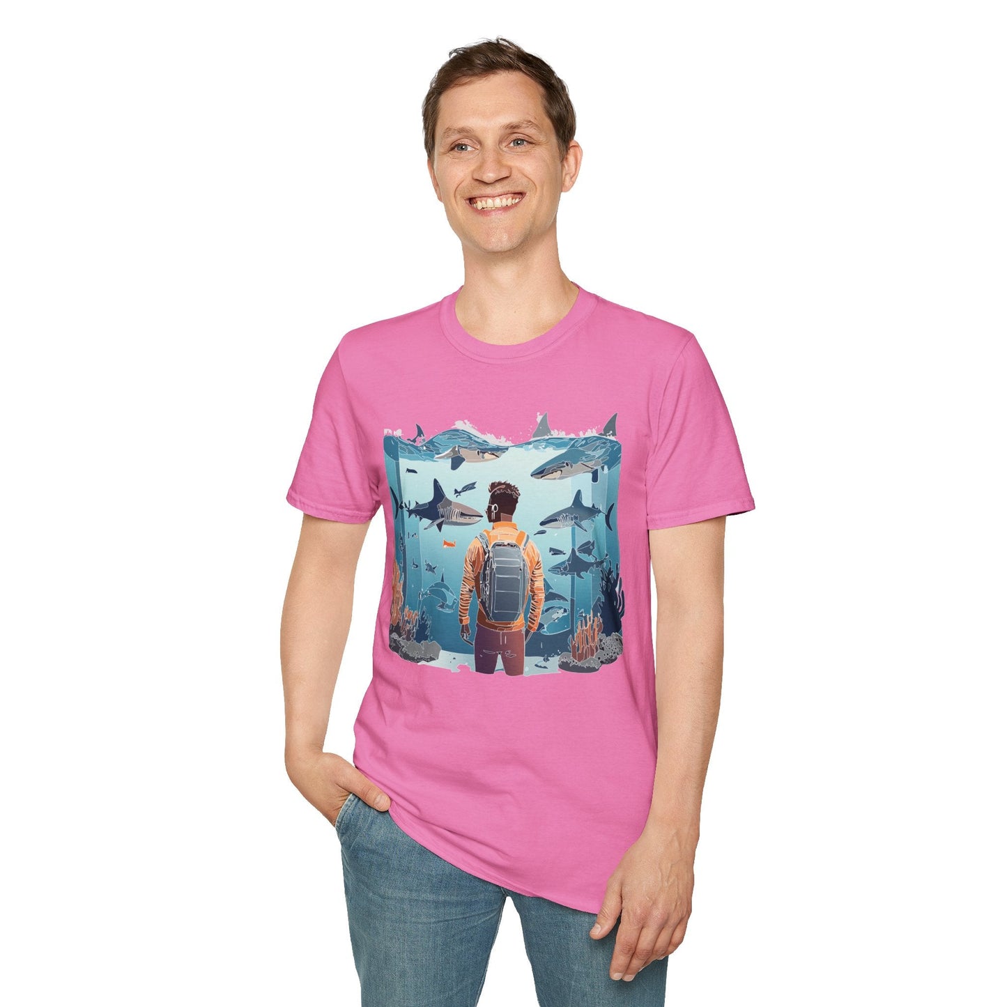 Ocean Themed Unisex Short Sleeve Tee Gildan Softstyle 64000 Ocean Inspired Art Design
