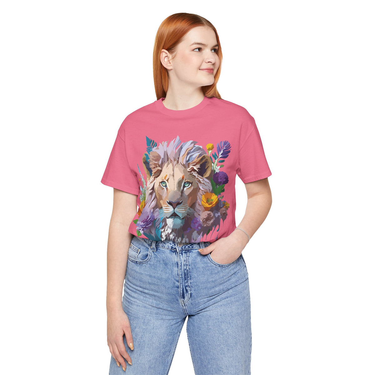Lion Graphic Unisex Cotton Bella+Canvas Tee with Art Animal Design e44