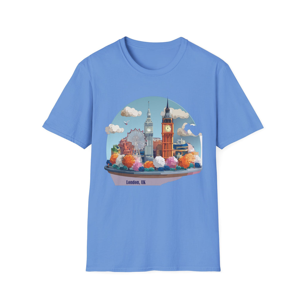 London Skyline illustration T-Shirt | Big Ben, London Eye, cityscape